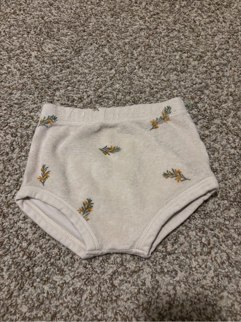 Cream Terry Shorts with Yellow Floral